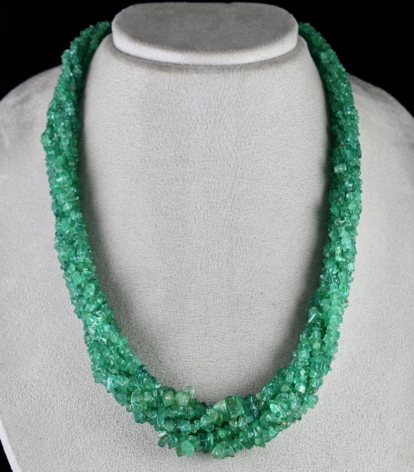 Certified Natural Emerald Beads Necklace 542Ct Colombian Gemstone Silver Jewelry