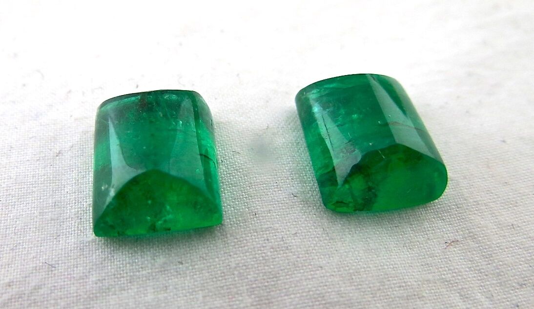 GTL CERTIFIED NATURAL ZAMBIA EMERALD CABOCHON 15.43 CARATS GEMSTONE PAIR EARRING