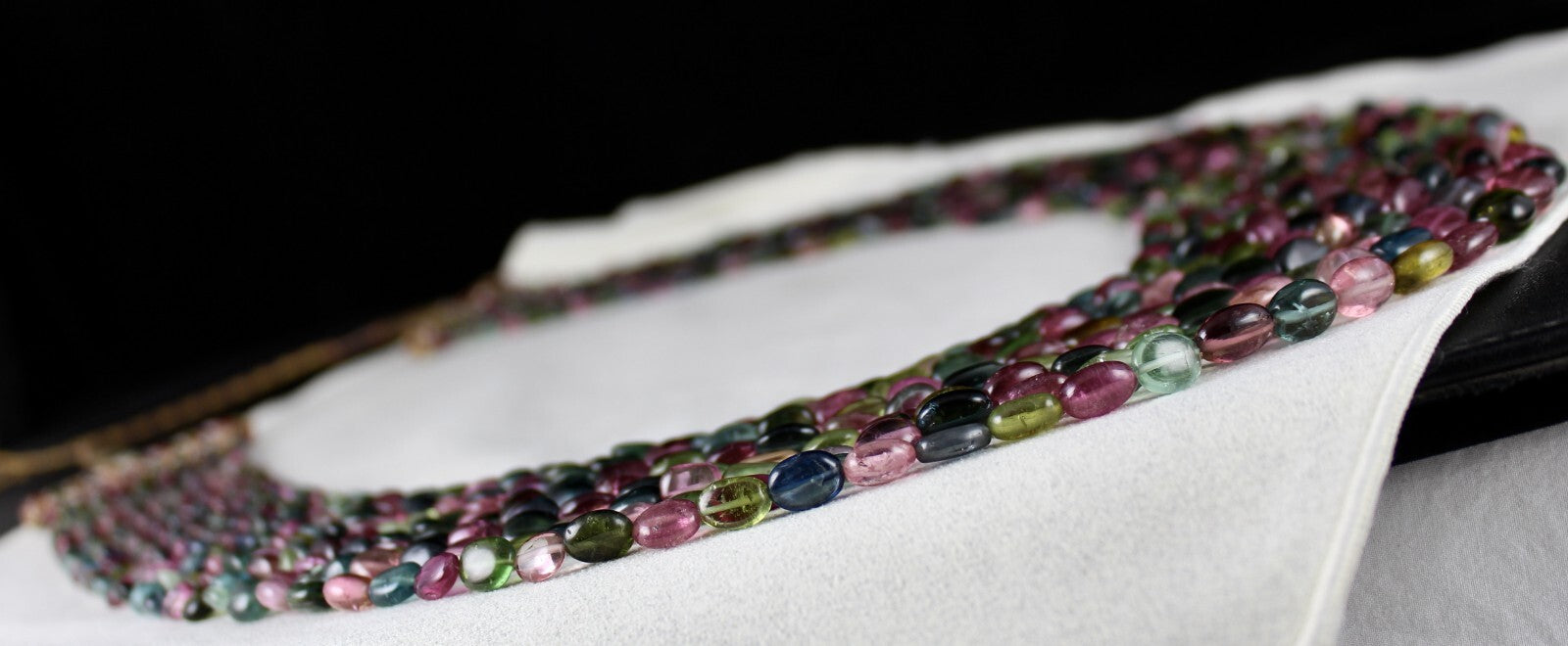 Certified 9l Multi Tourmaline 1217 Ct Beads Cabochon Gemstone Necklace