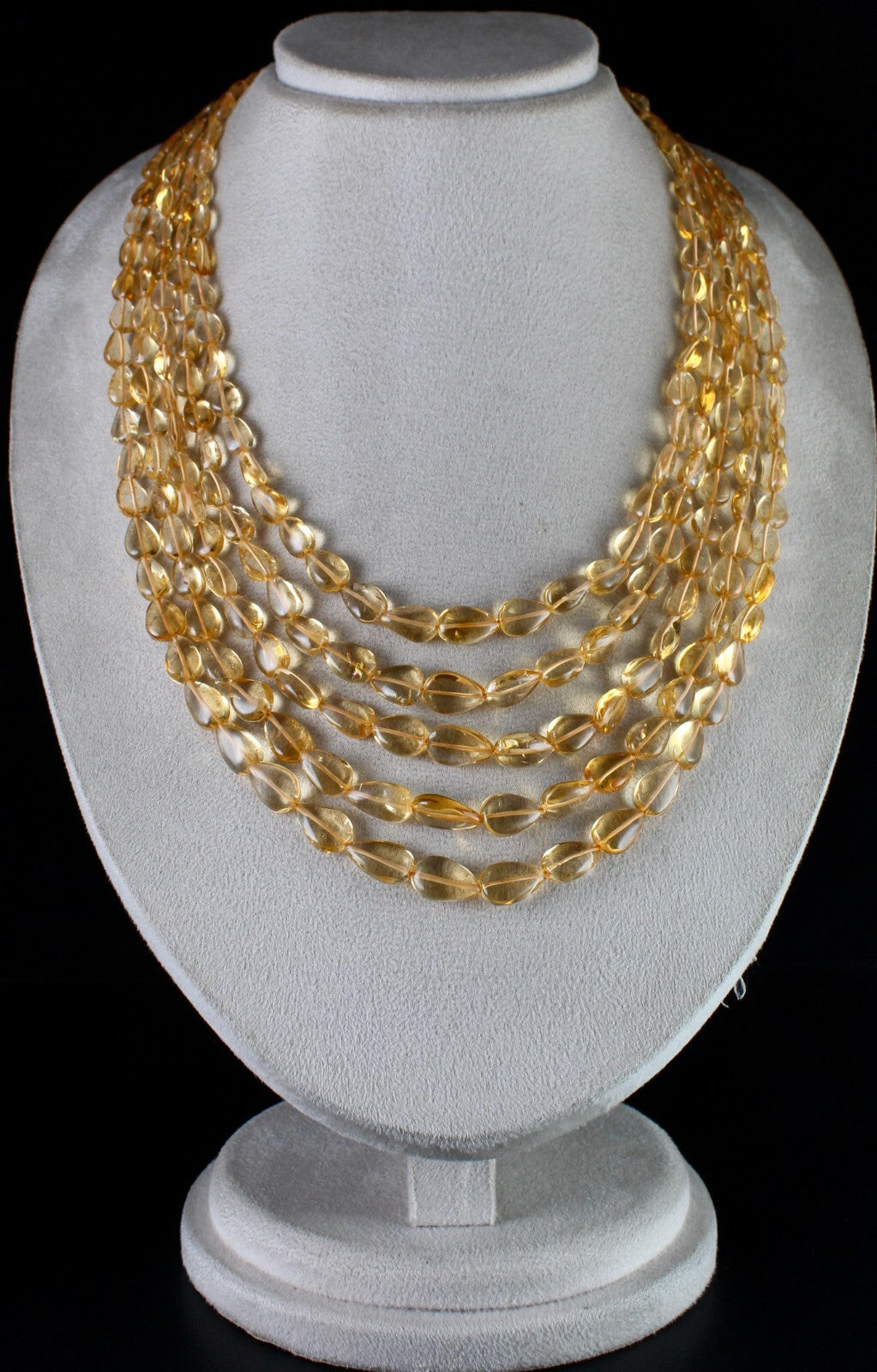 Certified Natural Yellow Citrine Tear Drop Beads Necklace 5 L 695 Ct Fashion