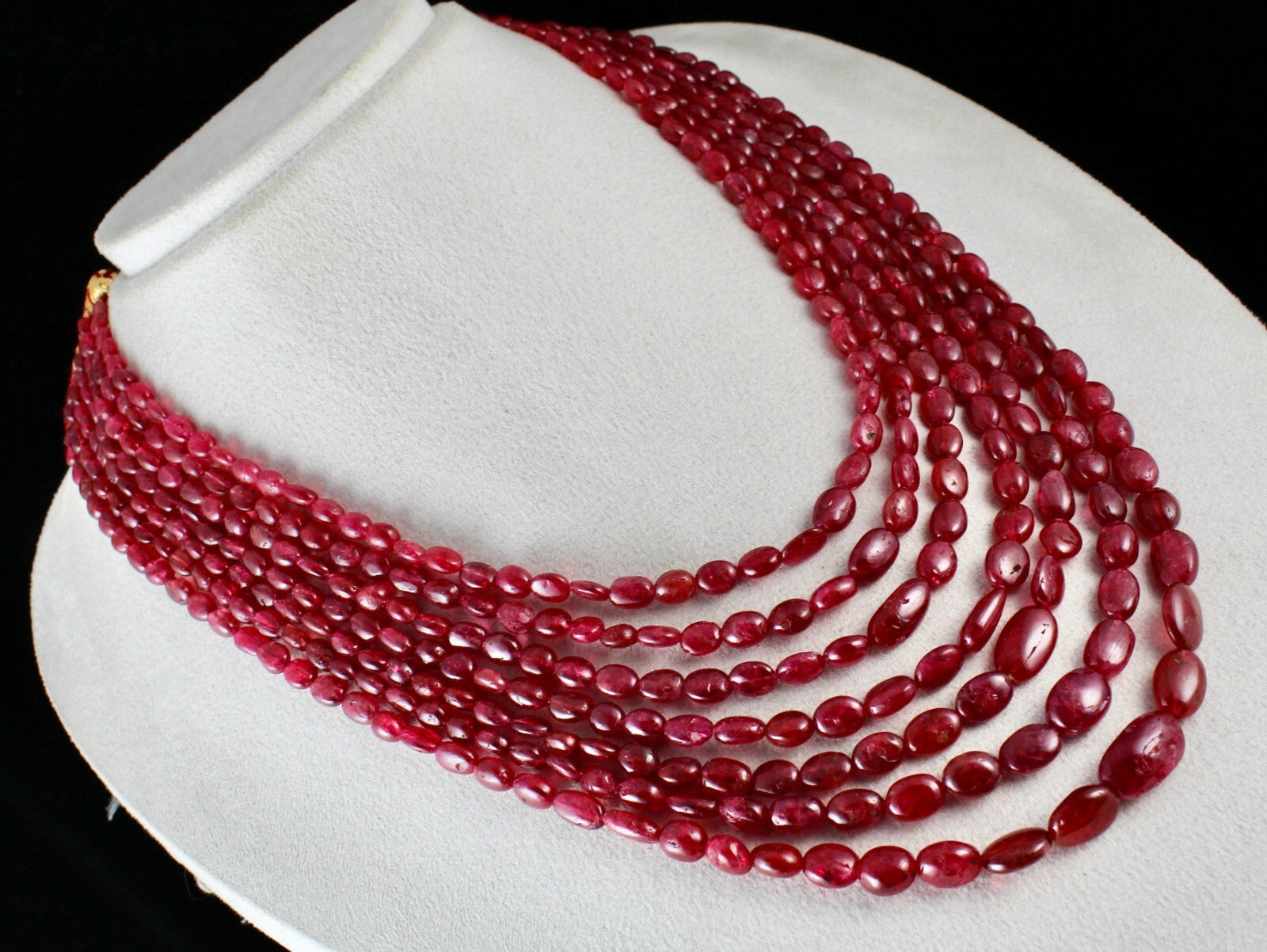 Certified Natural Red Spinel Necklace 814 Ct Cabochon Beads 7 Line Gemstone
