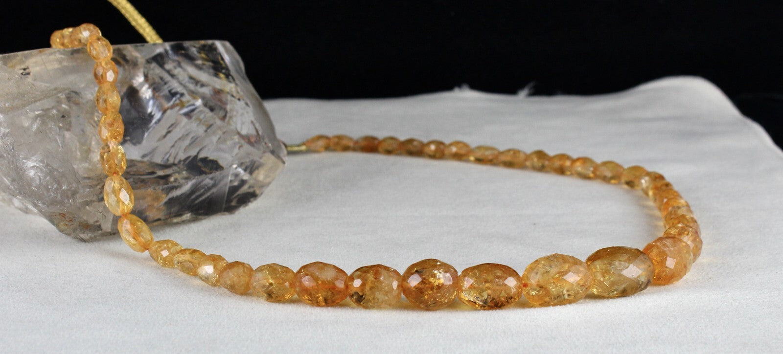 Natural Citrine Oval Faceted Bead Necklace 297 Ct Yellow Gemstone Fashion