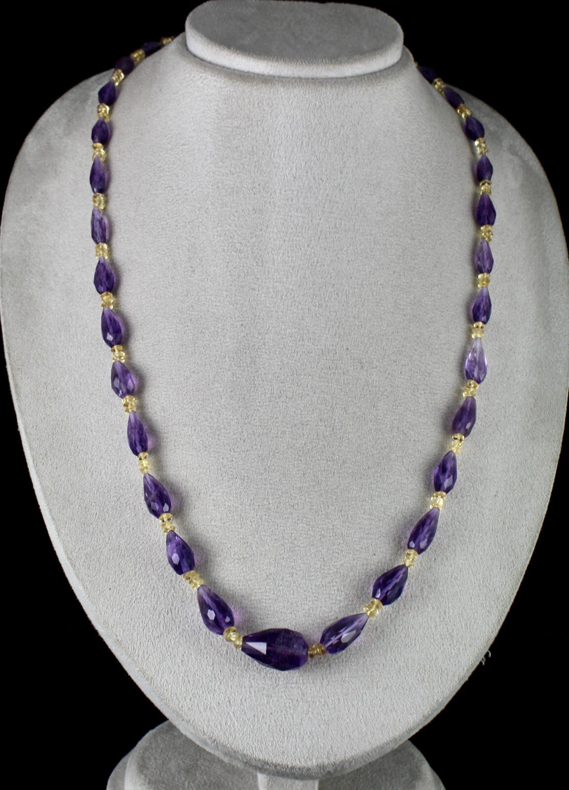 Natural Citrine Amethyst Faceted Pear 232ct Gemstone Fashion Necklace