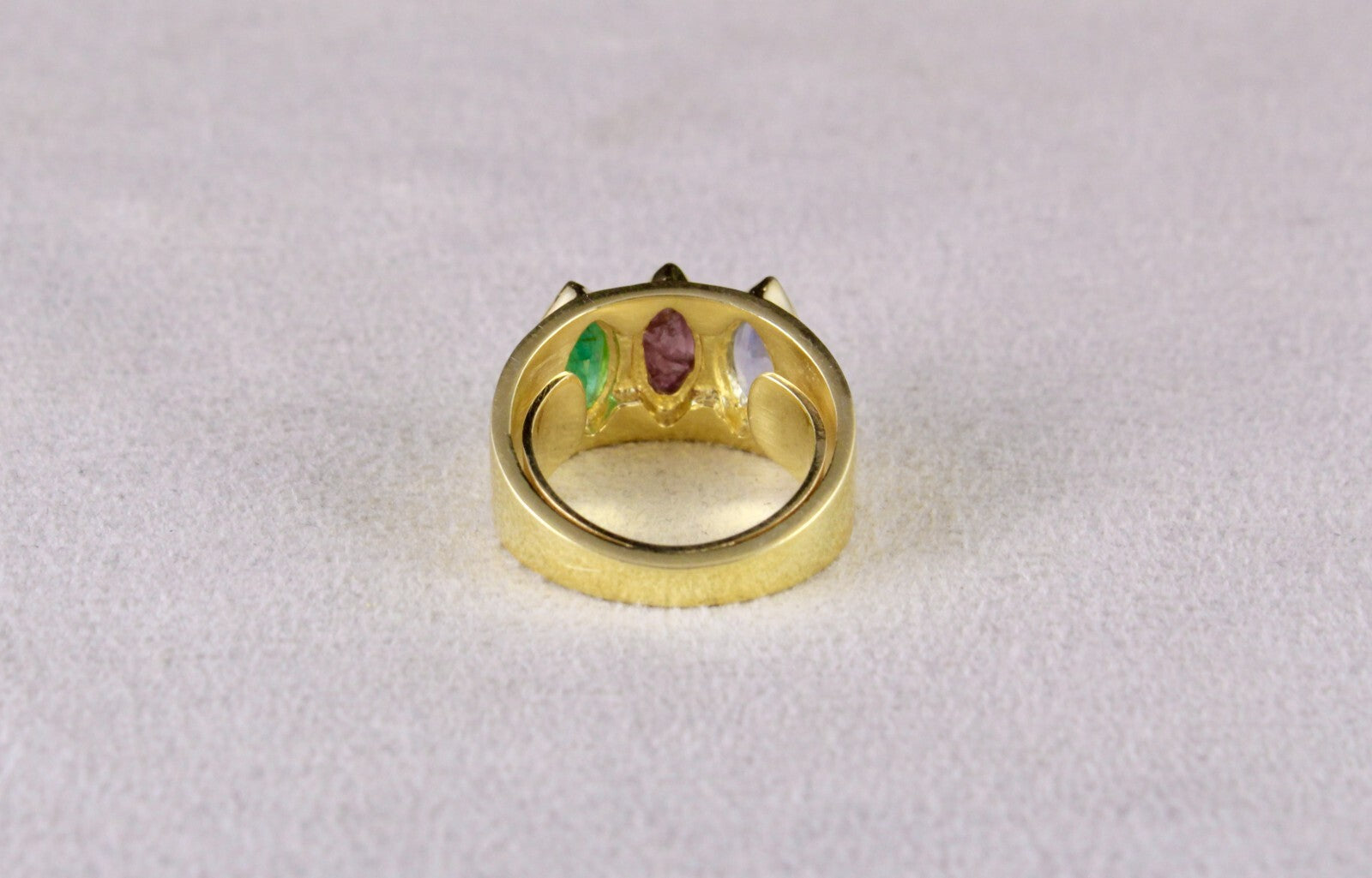 Elegant Natural Emerald 41.75ct Ruby Sapphire Marquise Sterling Silver Ring