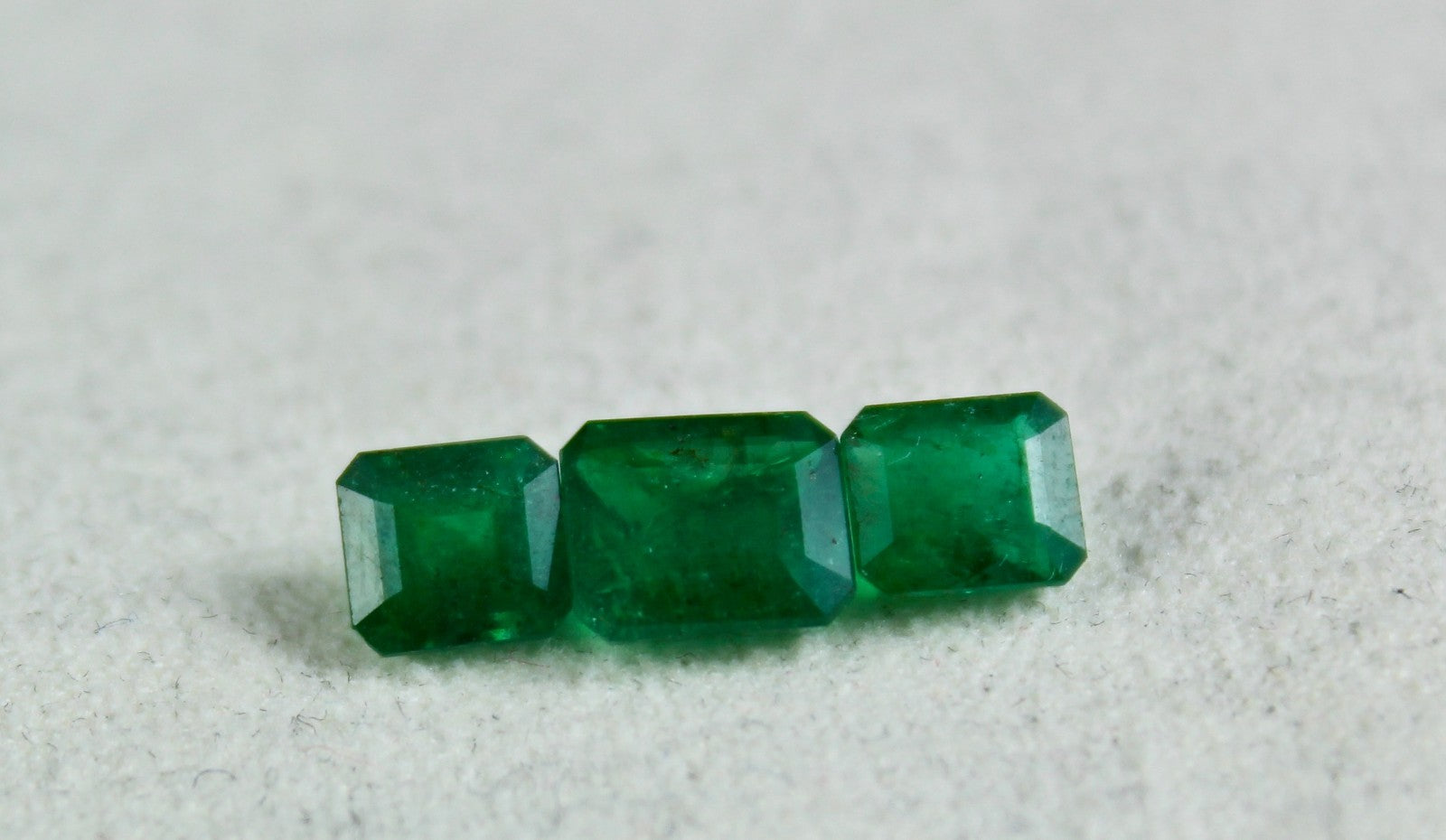 Certified Natural Zambian Emerald Octagon 3.42 Carat Gemstone 3 Pcs For Design