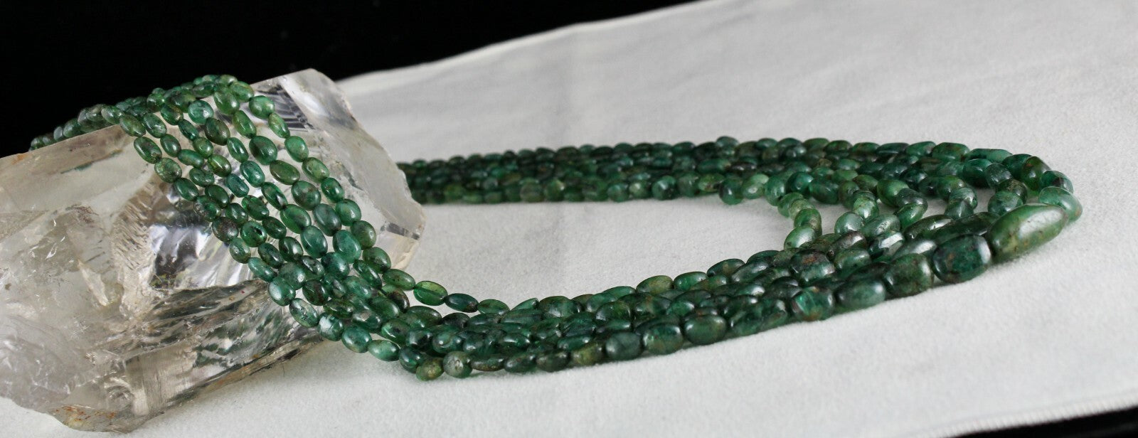 Certified Natural Old Emerald Beads Cabochon Necklace 387 Carats For Wedding