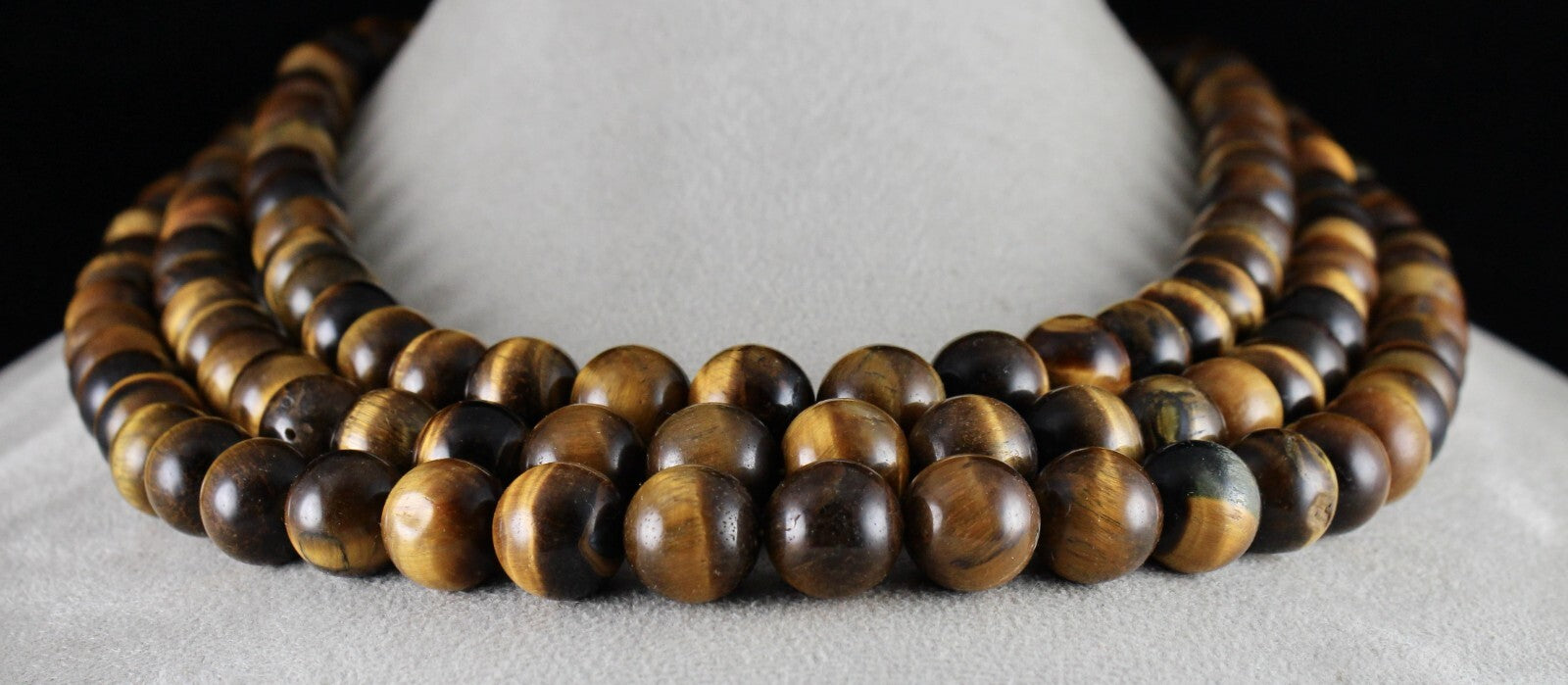Natural Tiger Eye Round Beads 3 L 2016 Ct Gemstone Necklace Antique Fashion