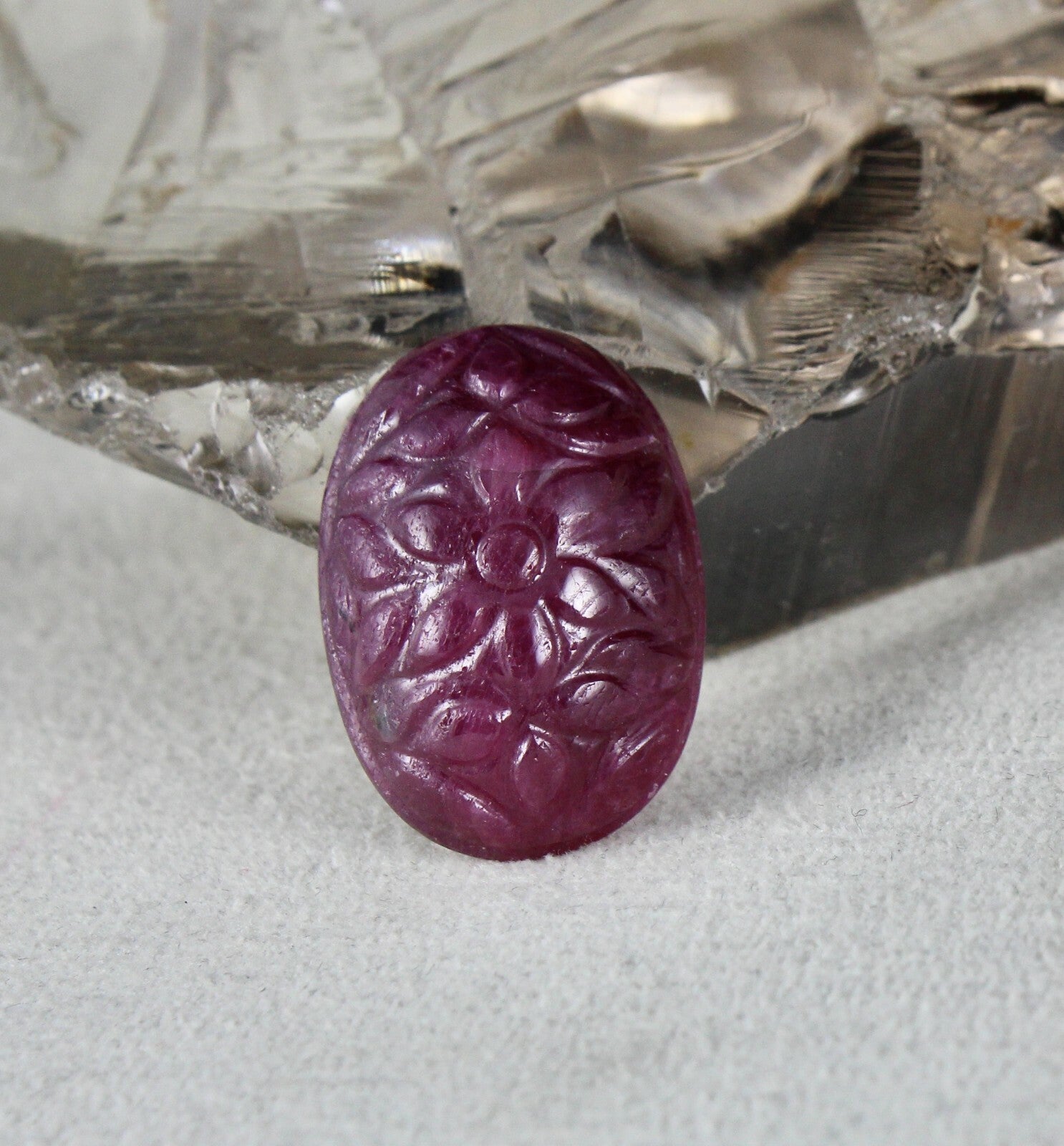 Certified Natural Ruby 45.57ct Carved Oval 26mm Loose Gemstone Pendant Ring