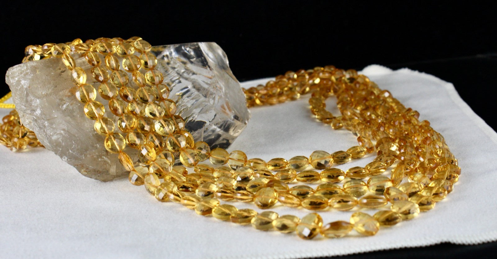 Certified Natural Yellow Citrine 752 Ct Faceted Coin Beads Necklace Women