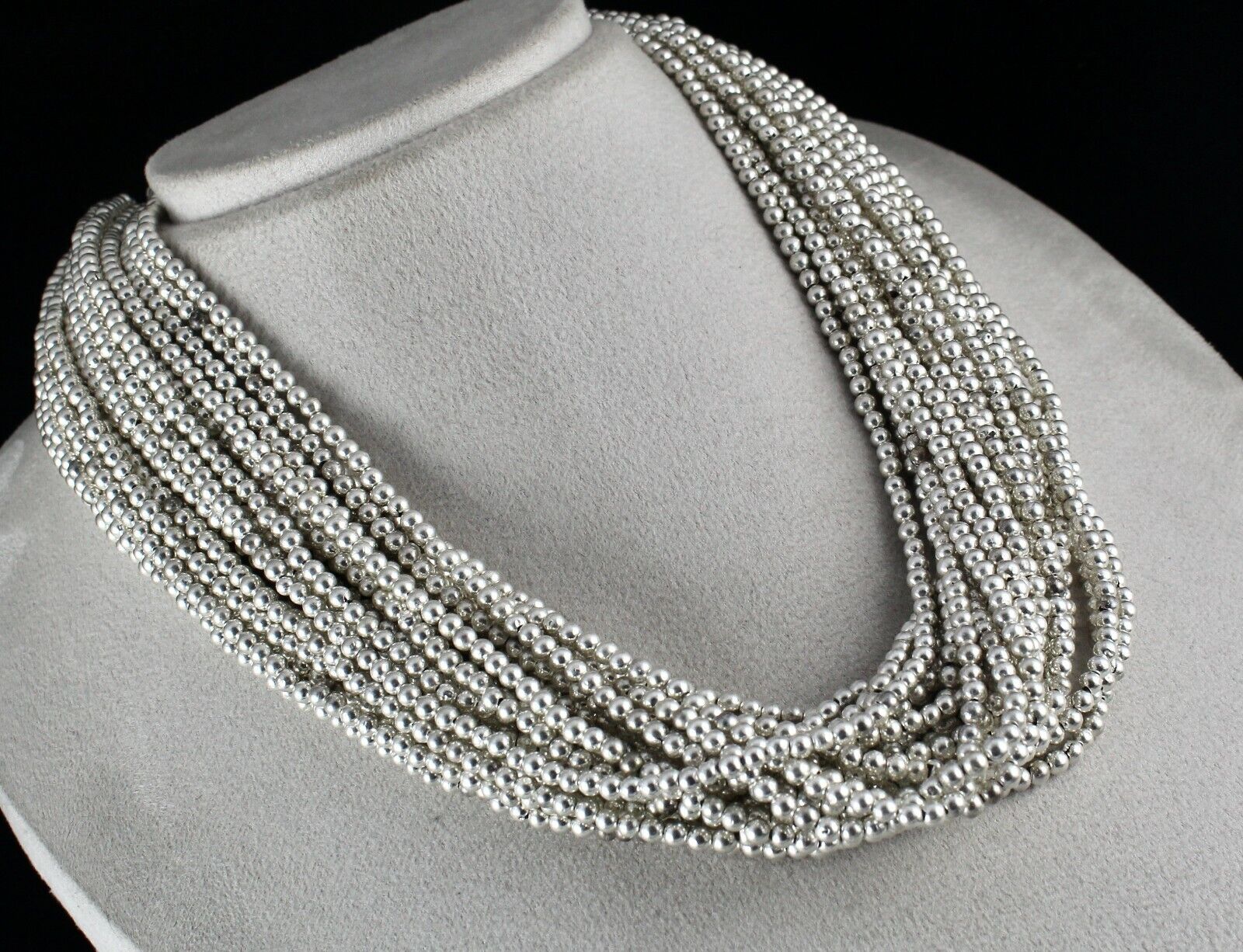 ANTIQUE OLD 925 STERLING SILVER ROUND BEADS BUNCH 705 CARATS DESIGNER NECKLACE