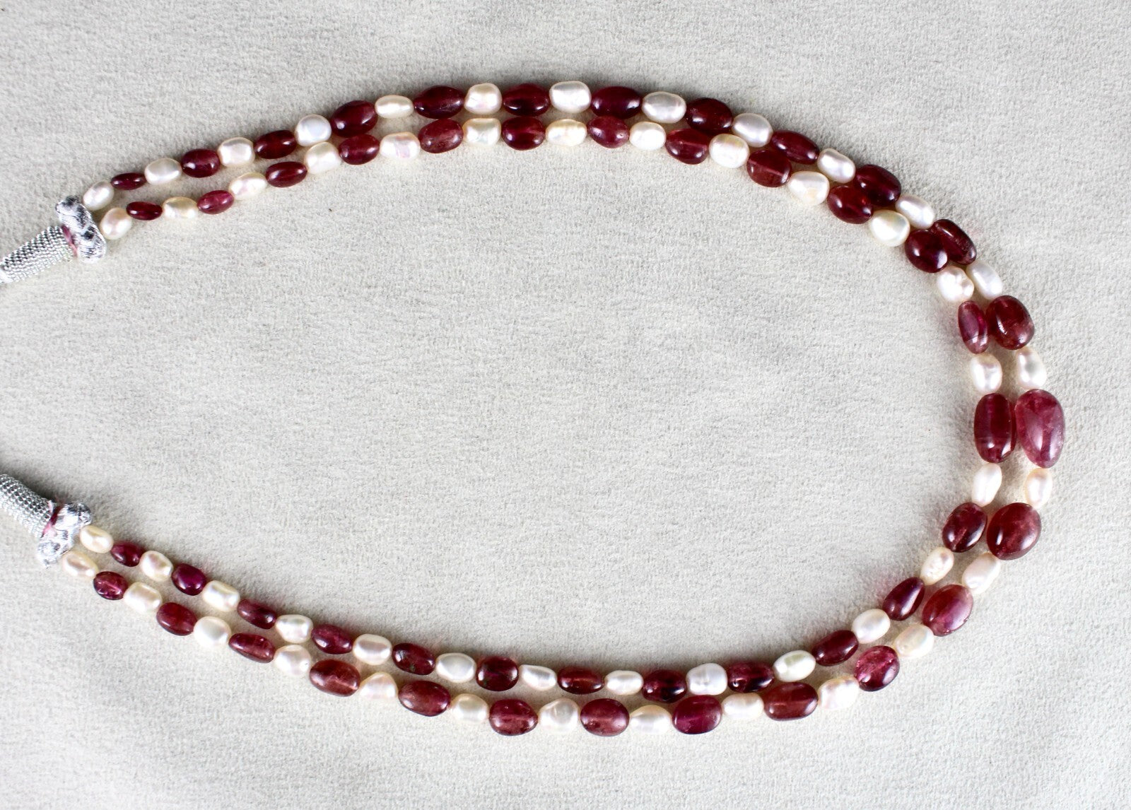 Certified Natural Pink Tourmaline Rubellite 218ct Pearl Beads Gemstone Necklace