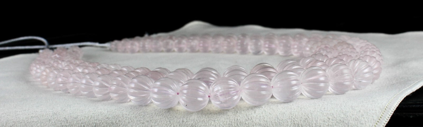Certified Natural Rose Quartz Melon Carved Bead 1393 Ct Fashion Necklace