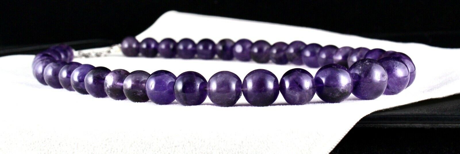 Natural Amethyst Beaded Necklace 1 Line 846 Carats Big Round Gemstone Strings