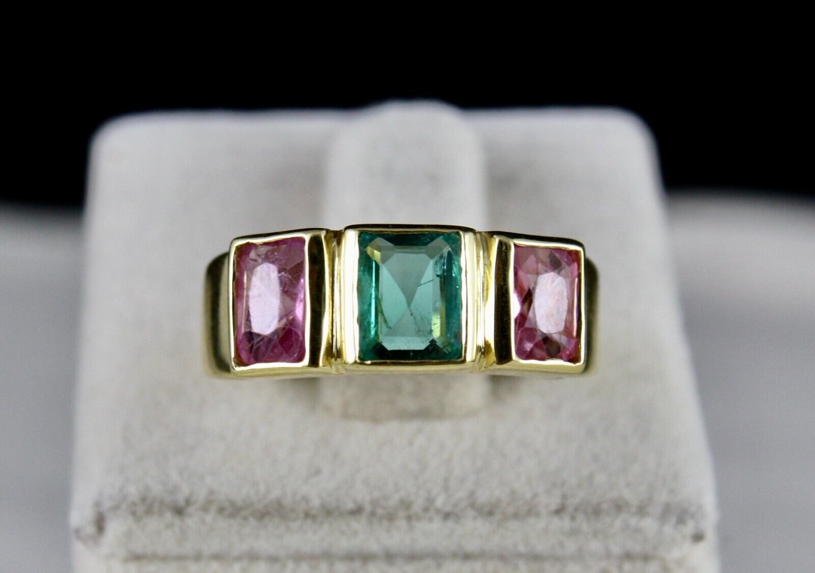 ELEGANT NATURAL OLD SPINEL EMERALD CUSHION GEMSTONE FINEST UNISEX SILVER RING