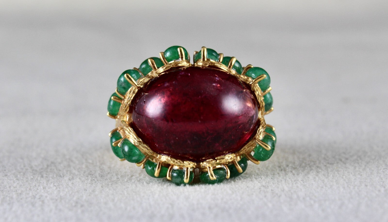 Certified Unique Natural Pink Tourmaline 10 Ct Sterling Silver Gold Plated Ring