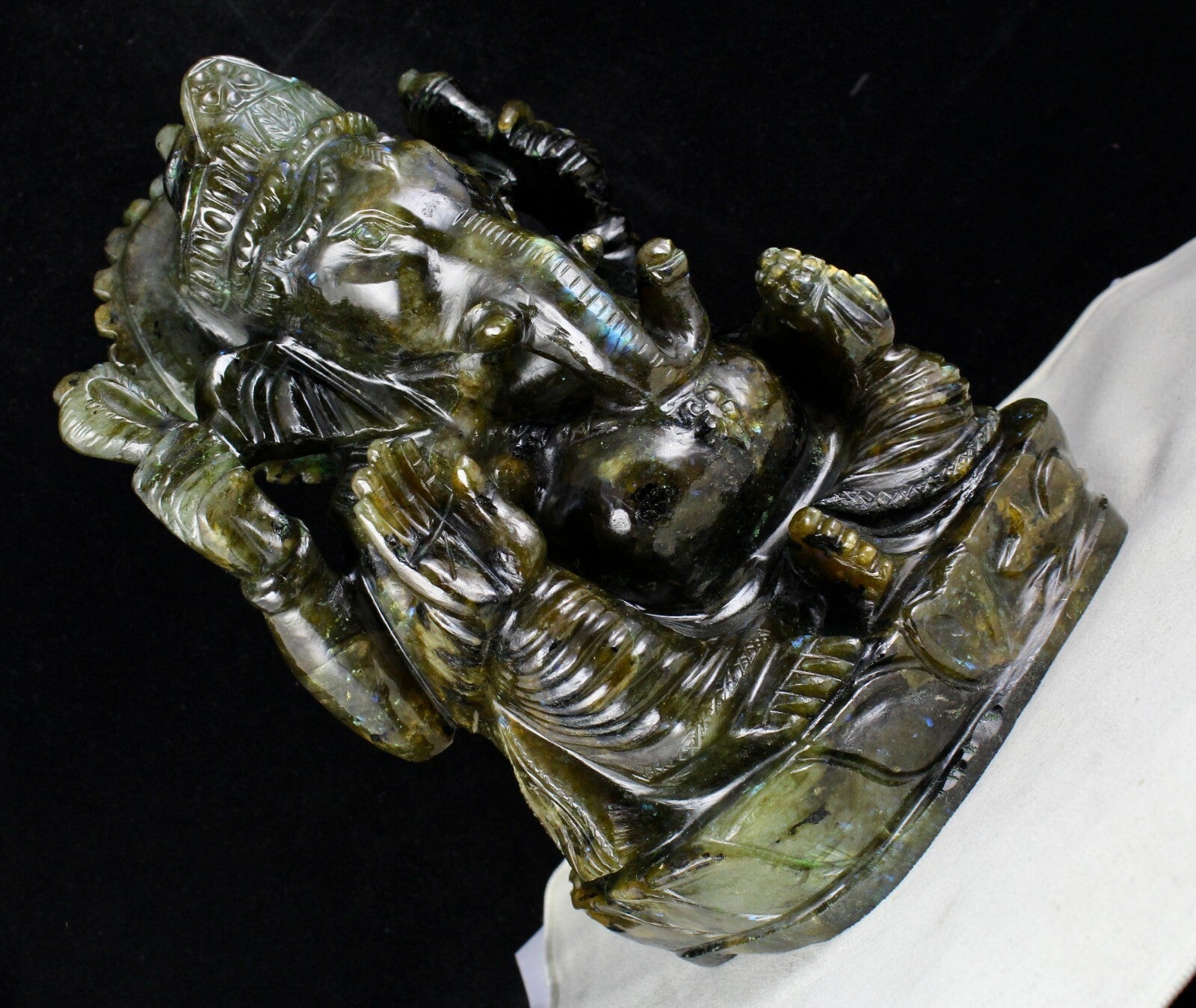 Certified Divine Natural Labradorite 24250 Ct Gemstone Ganesha Statue Decor