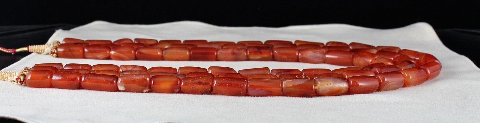 Carnelian 1387ct Beaded Tube Necklace 3 Line Natural Gemstone Fashion