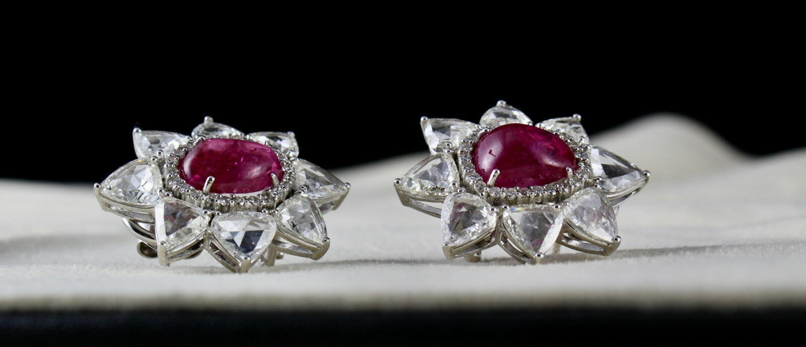 Certified Natural Burmese Ruby 93.81ct Natural Diamond Stud Earrings 18k Gold