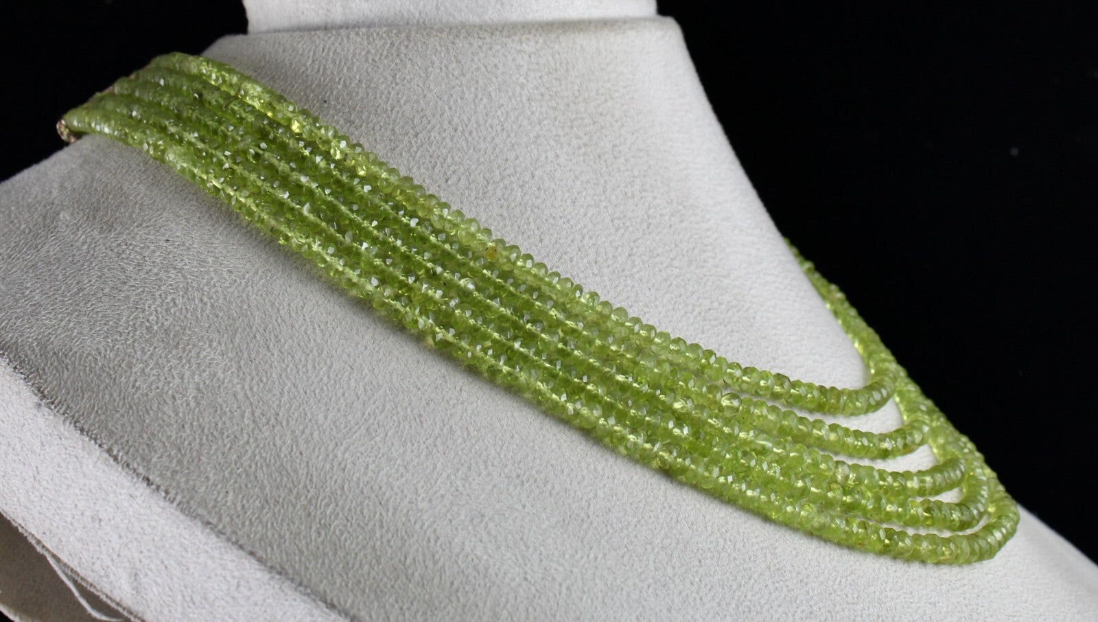 Natural Peridot Gemstone Necklace Faceted 441 Ct Round Green Beads Fashion