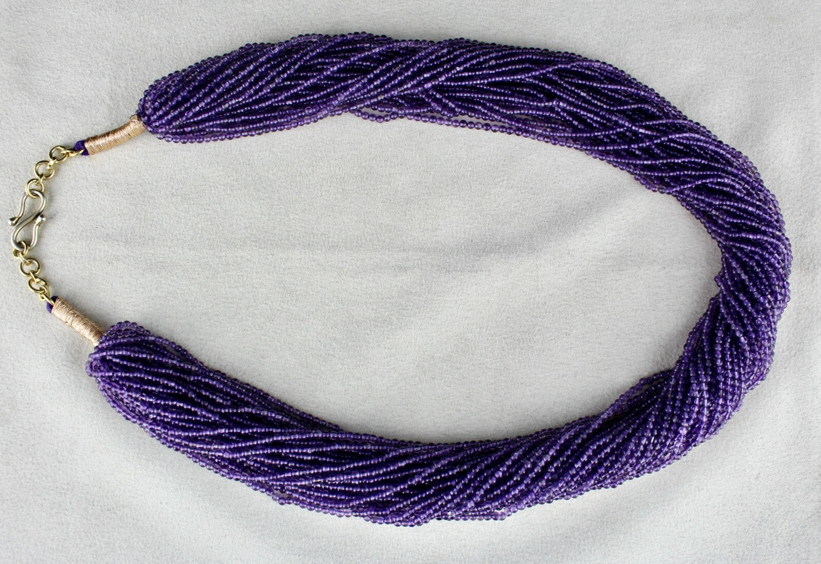 Certified Natural Amethyst 738 Ct Beads Round Sterling Silver Fashion Necklace