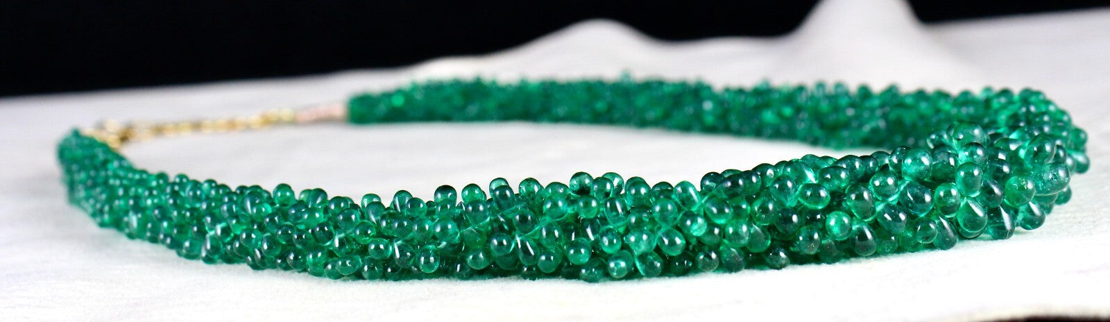 Certified Natural Zambia Emerald Teardrop 280 Ct Drilled Bead 18k Gold Necklace
