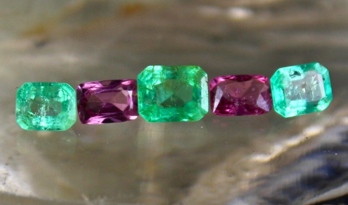 Natural Old Mines Spinel Emerald Octagon Cut 5 pcs 5.04 Carat Gemstone Designing