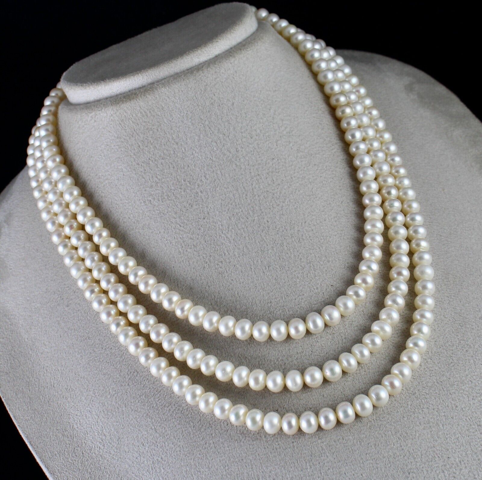 GENUINE FRESH WATER PEARL BEADS ROUND 3 L 582 CARATS GEMSTONE FASHION NECKLACE