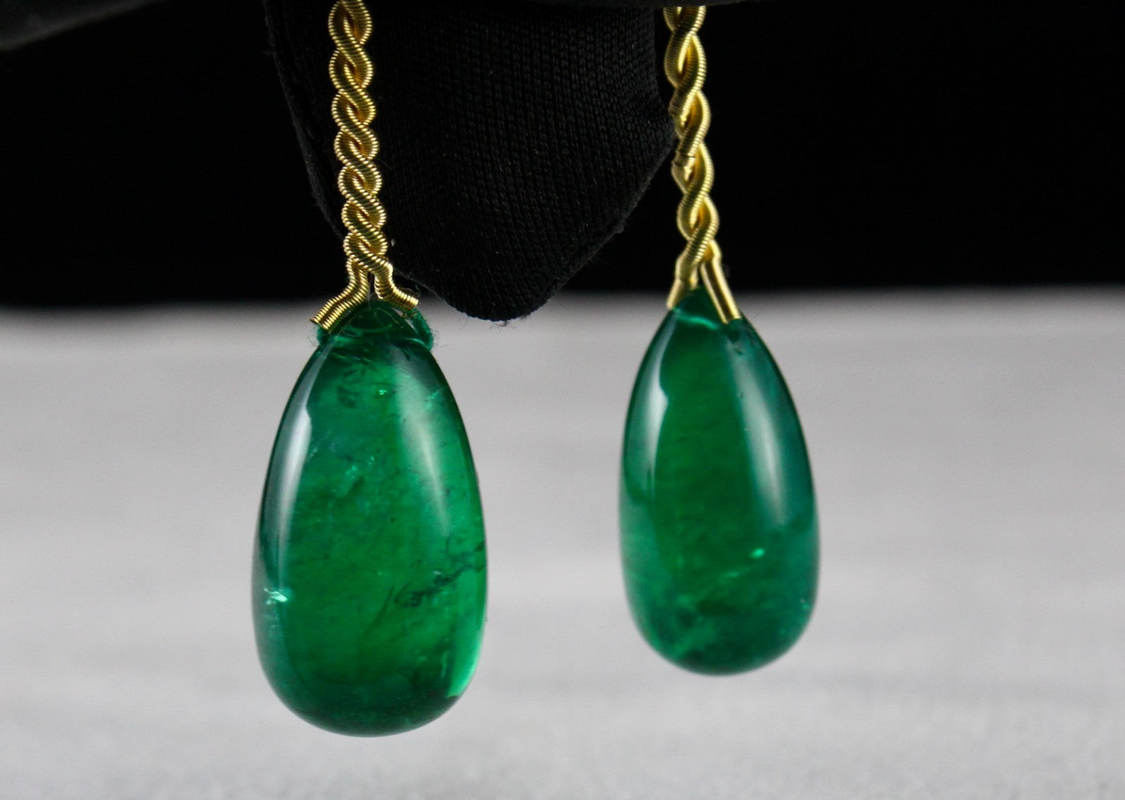 Certified Natural Emerald Tear Drop 35.54 Ct Loose Gemstone Pair Design Earrings