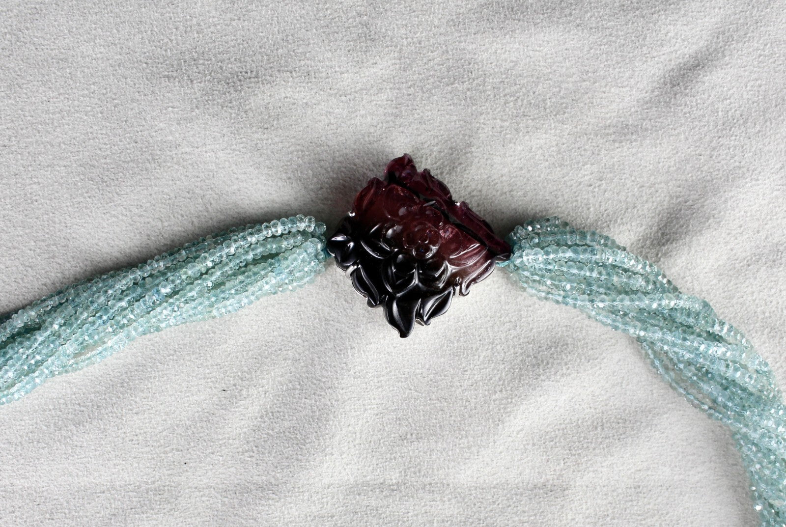 Certified Natural Aquamarine 542ct Beads Tourmaline Designer Gemstone Necklace