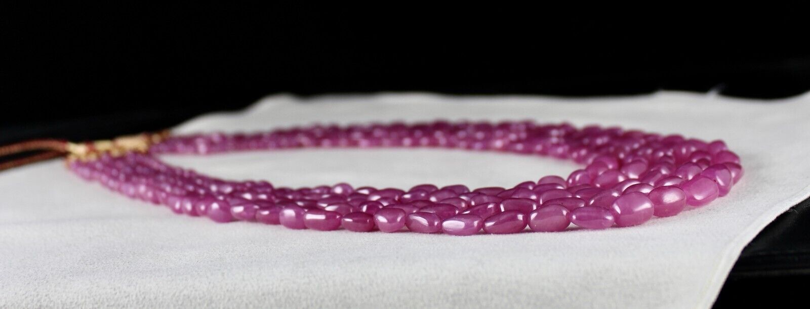 NATURAL UNTREATED RUBY LONG BEADS 5 LINE 1046 CARATS LADIES GEMSTONE NECKLACE