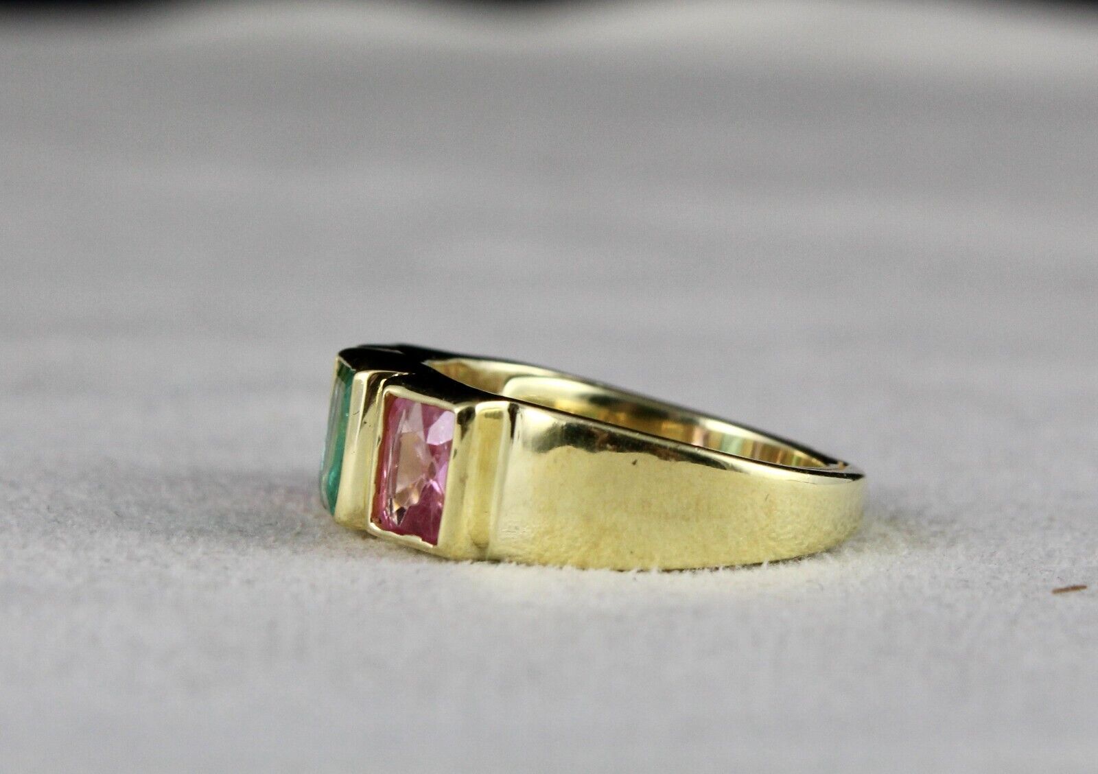 ELEGANT NATURAL OLD SPINEL EMERALD CUSHION GEMSTONE FINEST UNISEX SILVER RING