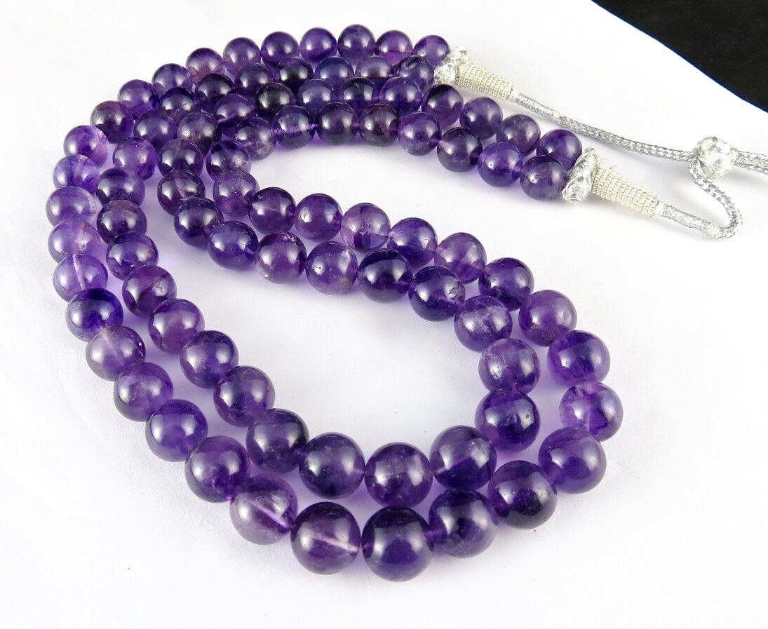 Natural Amethyst Beads Round 2 L 800 Ct Semi Precious Big Gemstone Fine Necklace