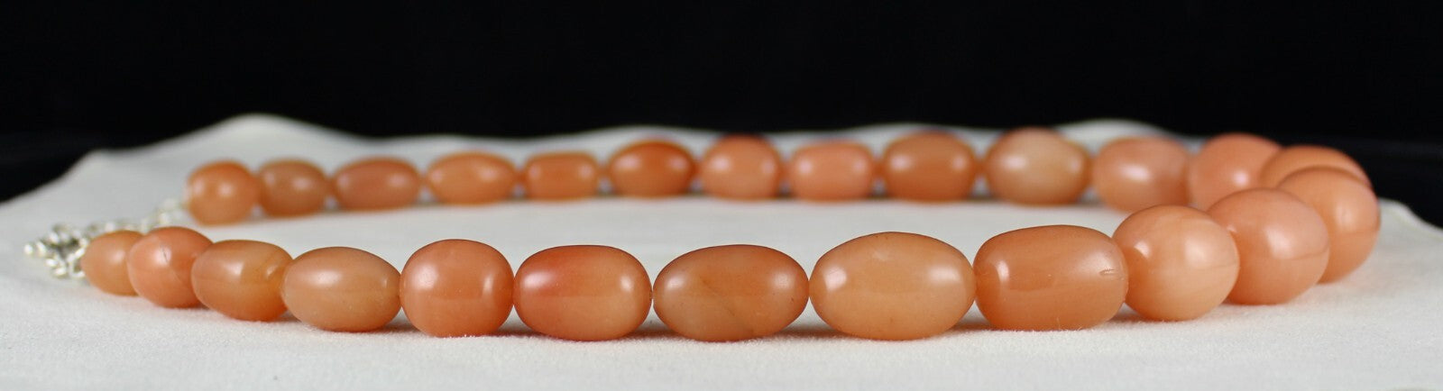 Natural Orange Quartz 1089 Ct Long Beaded Necklace Sterling Silver Clasp