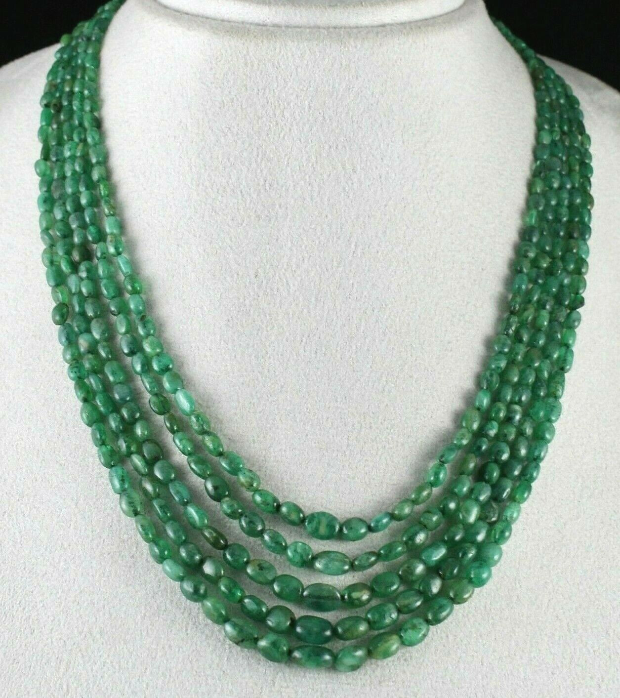 Certified Natural Emerald Beads Cabochon Necklace 5l 322 Carat Vintage Gemstone