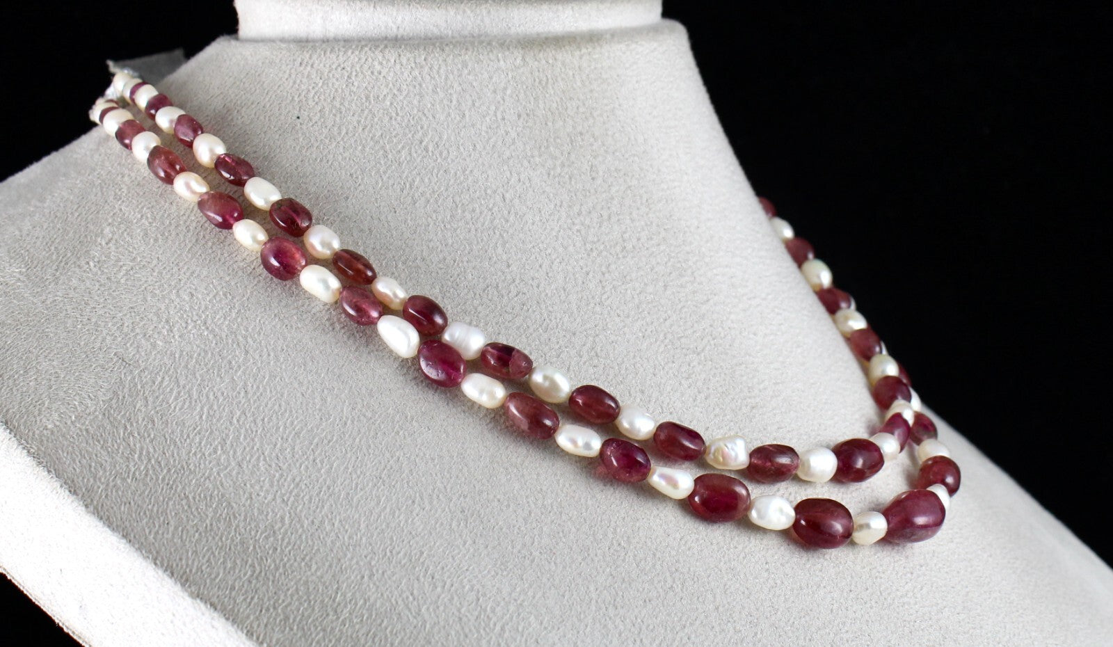 Certified Natural Pink Tourmaline Rubellite 218ct Pearl Beads Gemstone Necklace
