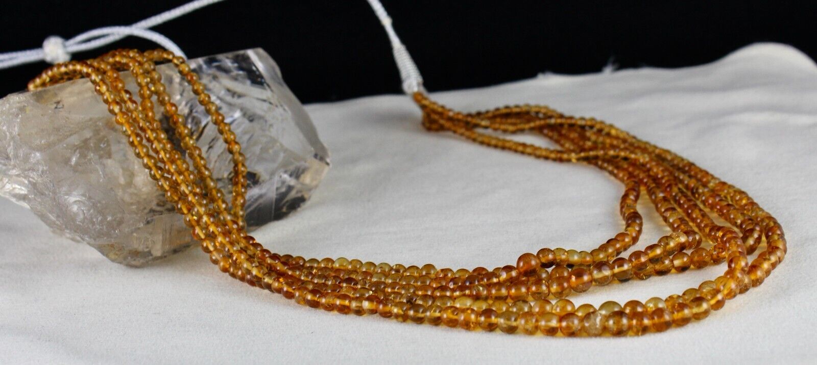 Natural Citrine Beads Round 5 L 365 Ct Yellow Gemstone Fashion Party Necklace