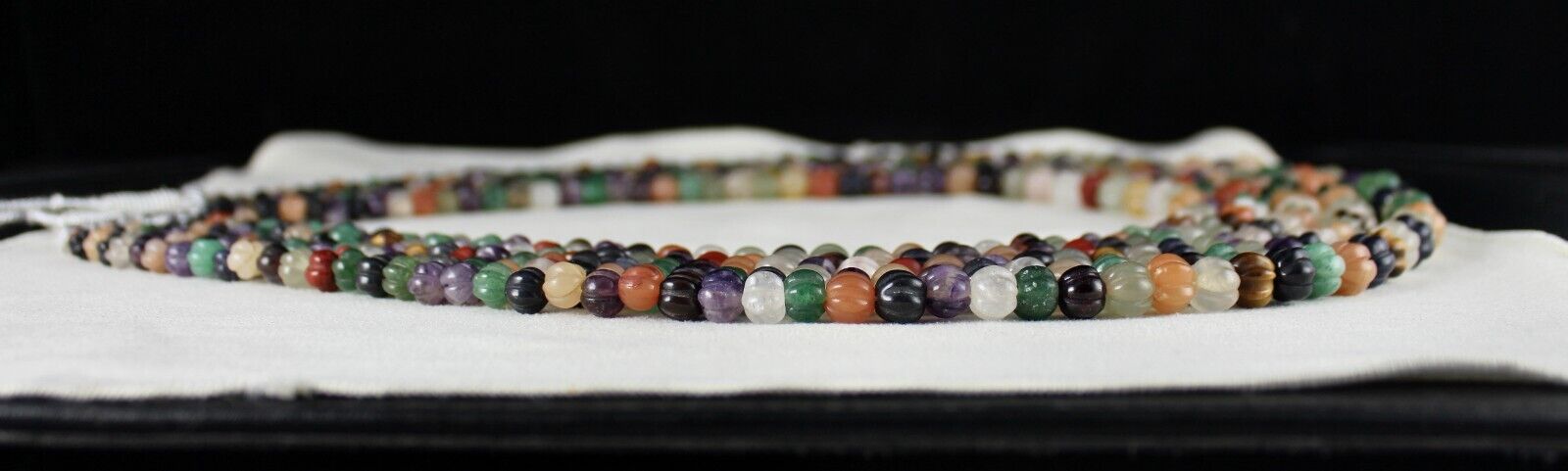 OLD MULTI NATURAL SEMI PRECIOUS CARVED MELON BEADS 5 L 1360 CT GEMSTONE NECKLACE