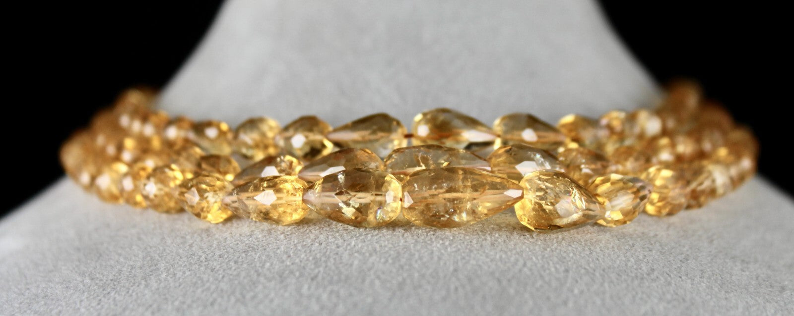 Natural Citrine Beads Faceted Tear Drops 442 Ct Fashion Necklace Set