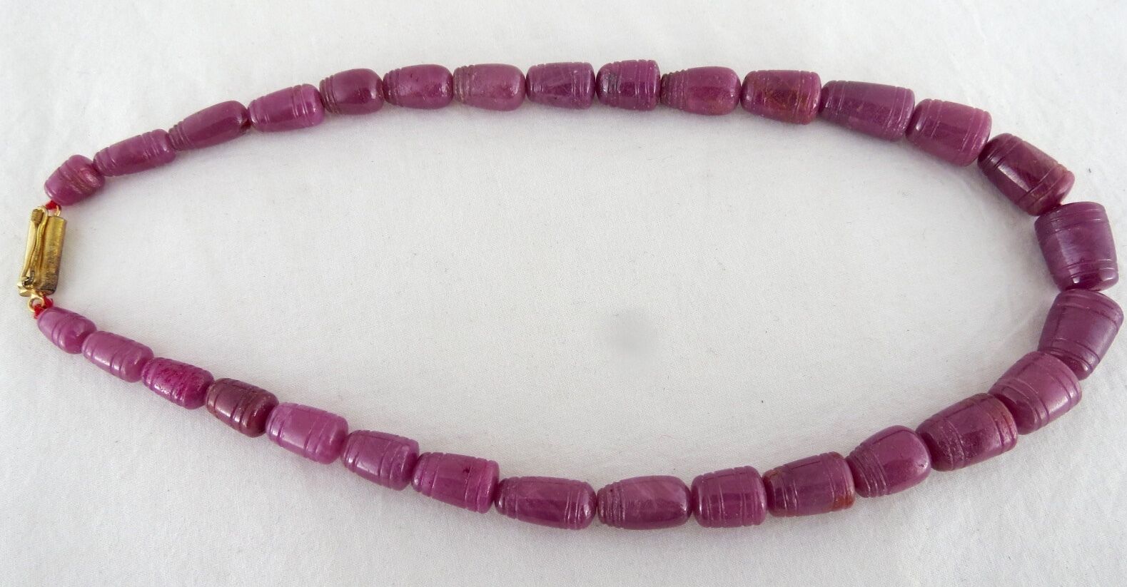NATURAL UNHEATED RUBY BEADS CARVED 1 LINE 443 CARATS GEMSTONE WITH METAL CLASP