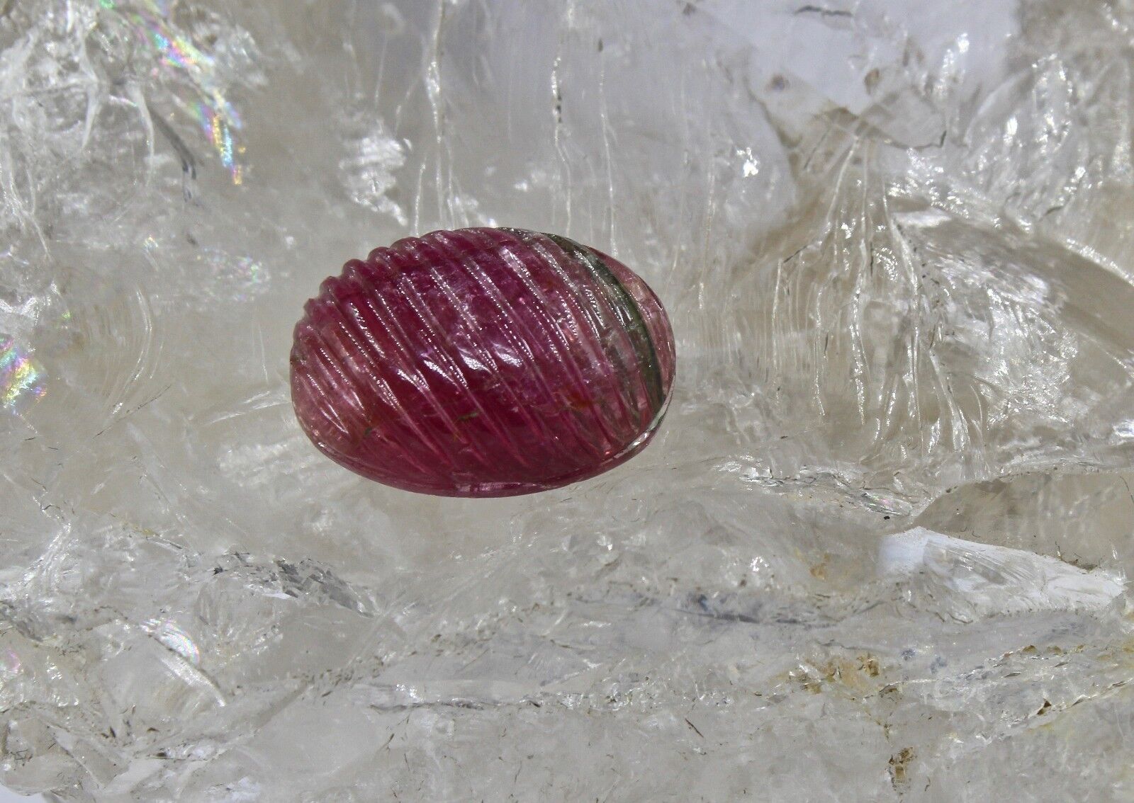 Natural Multi Tourmaline Carved Oval Cabochon 16.40 Ct Gemstone Ring Pendant
