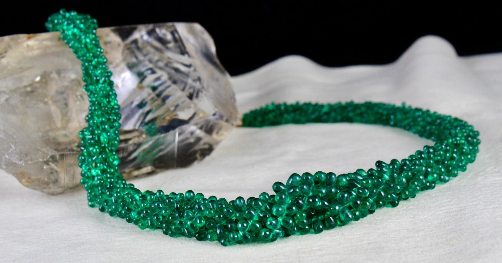 Certified Natural Zambia Emerald Teardrop 280 Ct Drilled Bead 18k Gold Necklace