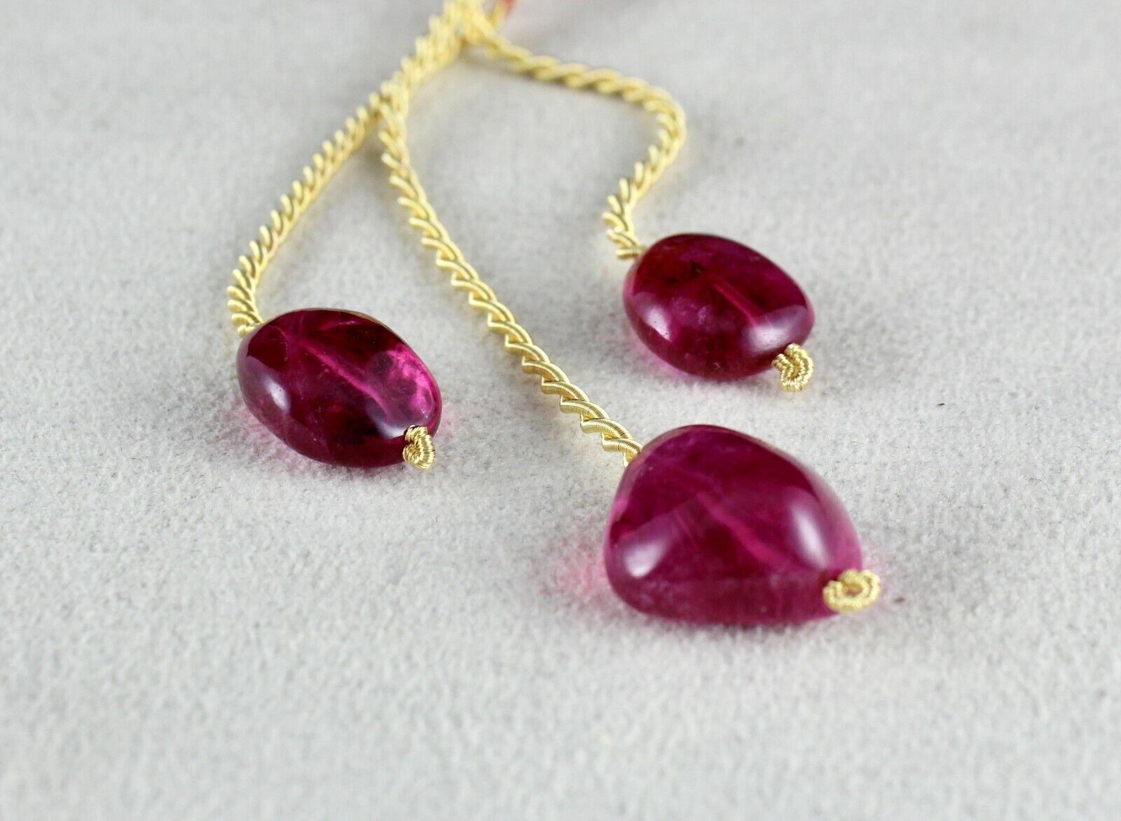 NATURAL PINK TOURMALINE BEADS LONG TUMBLE 3 PCS 44.71 CTS GEMSTONE FOR DESIGNING