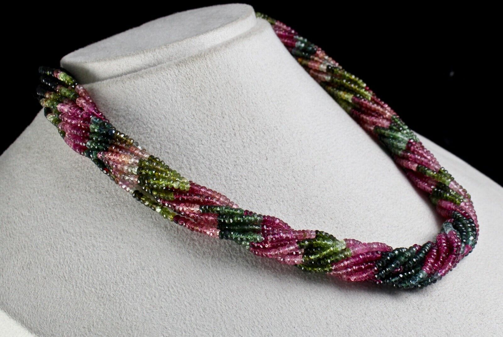 Natural Multi Tourmaline Beads 12 L 560 Ct Faceted Round Gemstone Fine Necklace