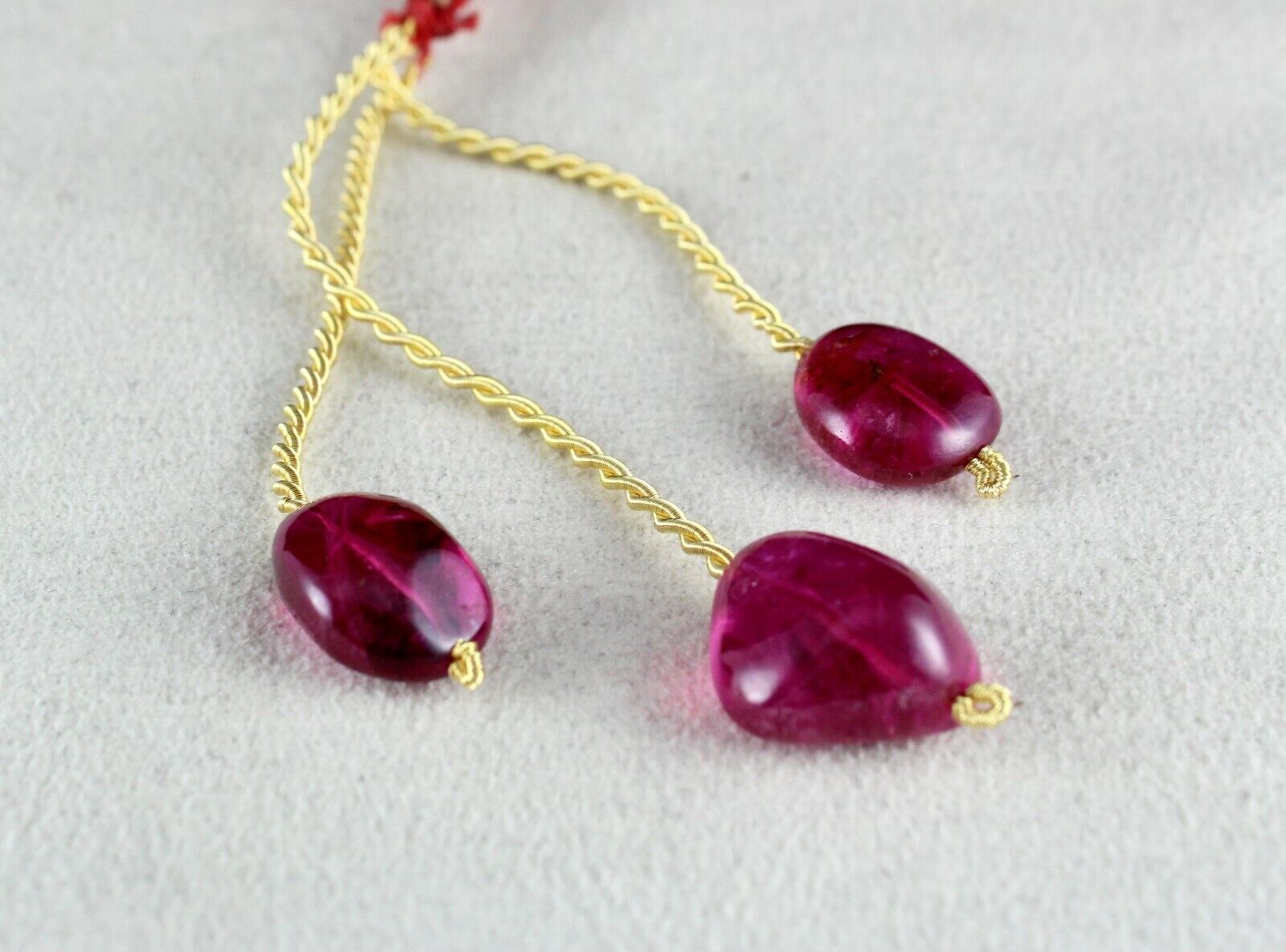 NATURAL PINK TOURMALINE BEADS LONG TUMBLE 3 PCS 44.71 CTS GEMSTONE FOR DESIGNING