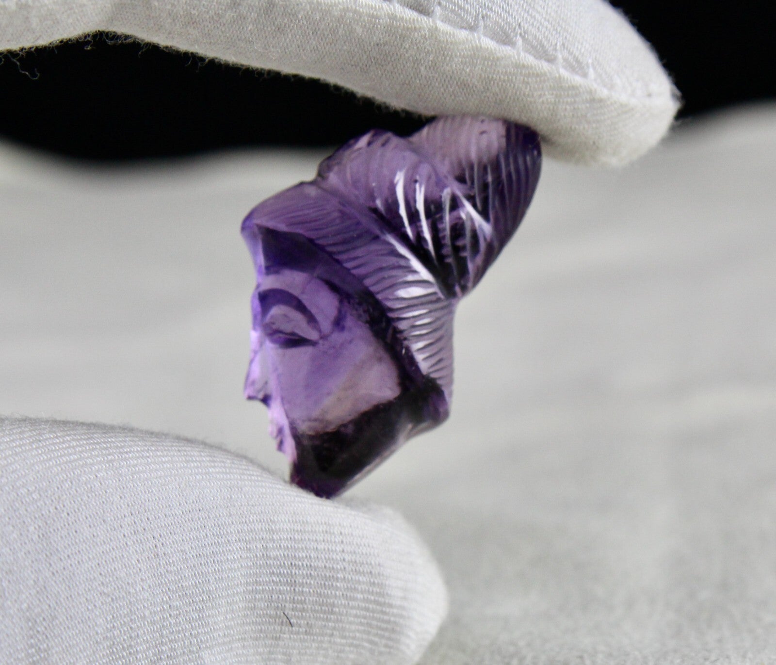 Natural Amethyst 40.95 Ct Carved Face Cabochon Gemstone Pendant Design