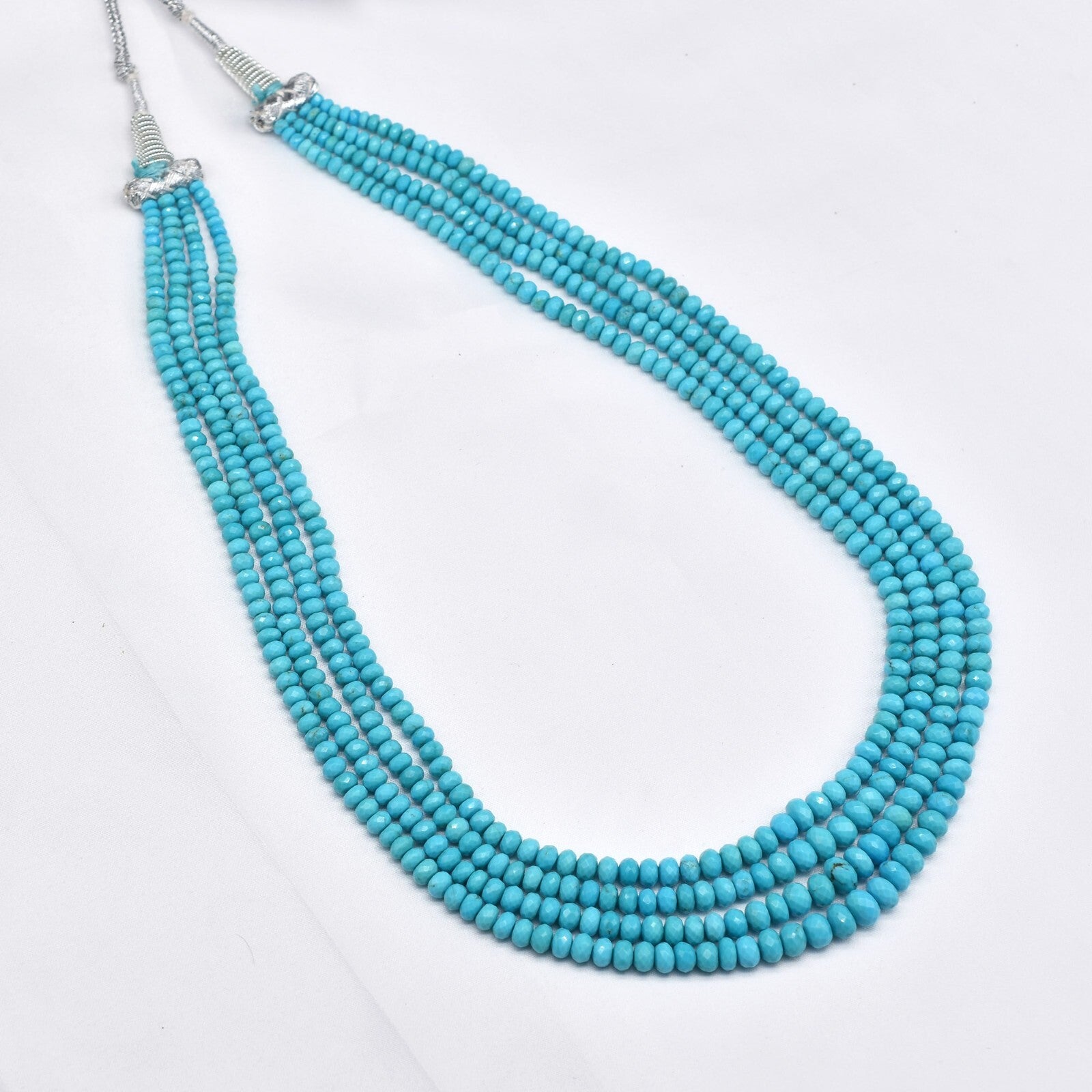 Certified Natural Turquoise Round Blue Gemstone Necklace 268 Ct Drilled Beads