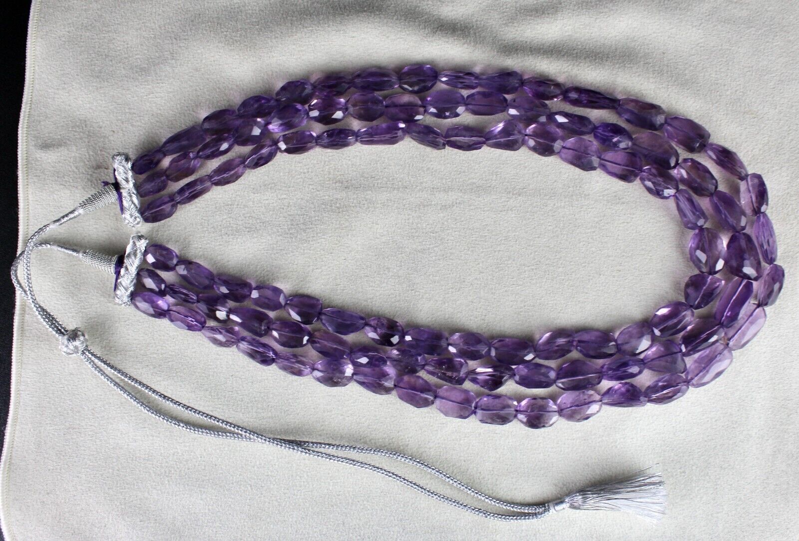 Natural Amethyst Beads Faceted Tumble 3L 861 Ct Purple Gemstone Fashion Necklace