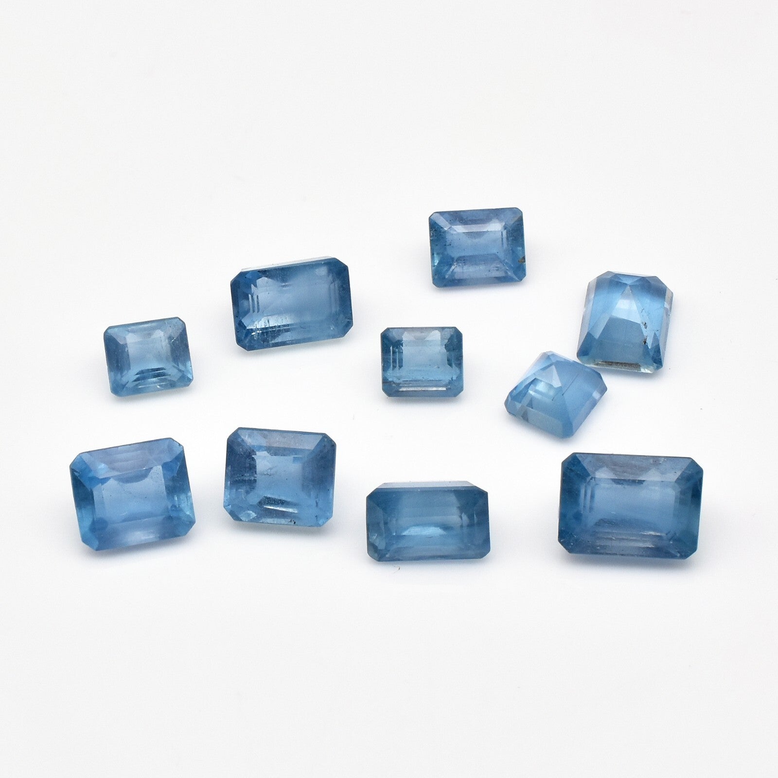 Certified Natural Blue Aquamarine Octagon Cut 10 Pc 10.04 Ct Loose Gemstone Set