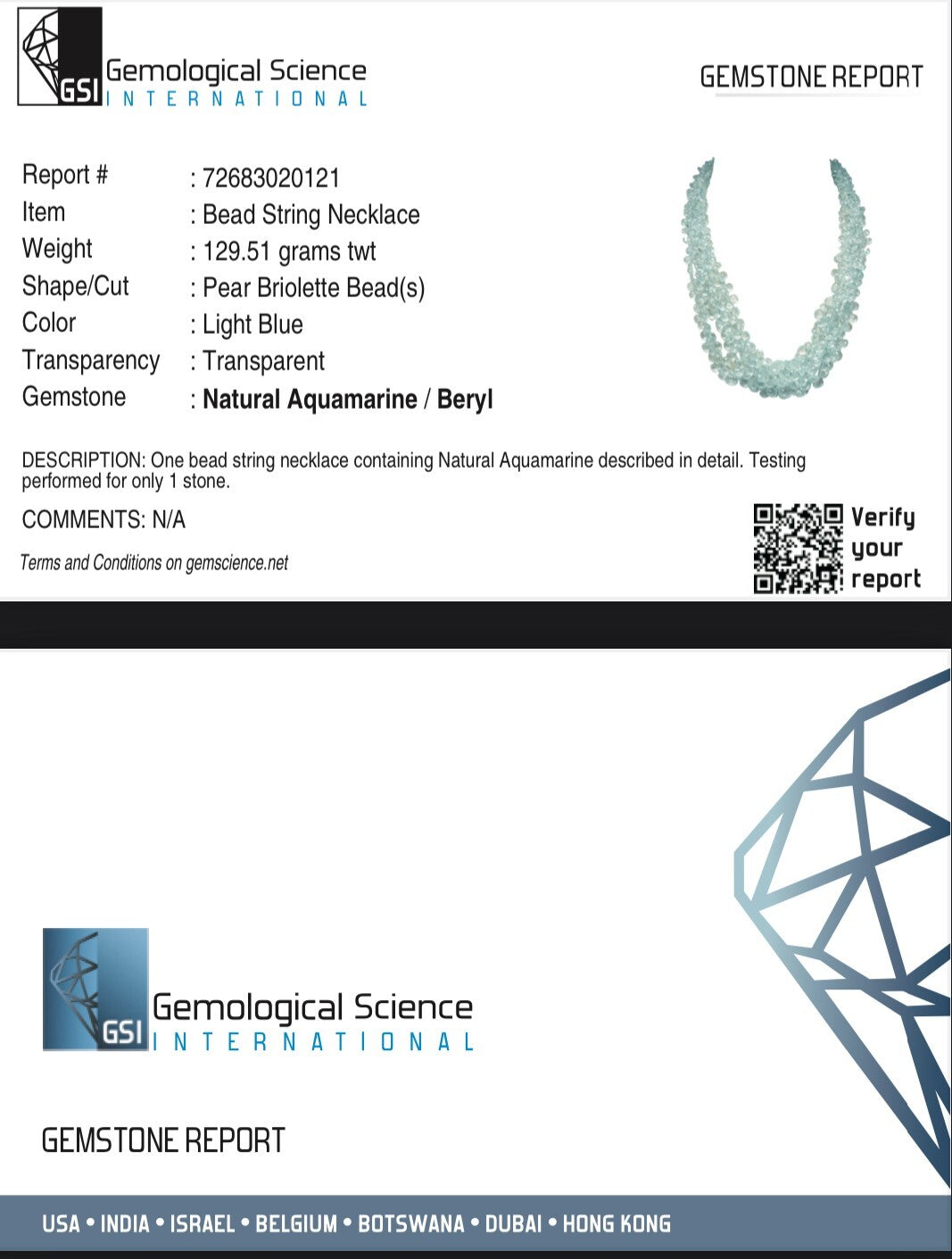 Certified Natural Aquamarine 647 Ct Teardrop Sterling Silver Statement Necklace