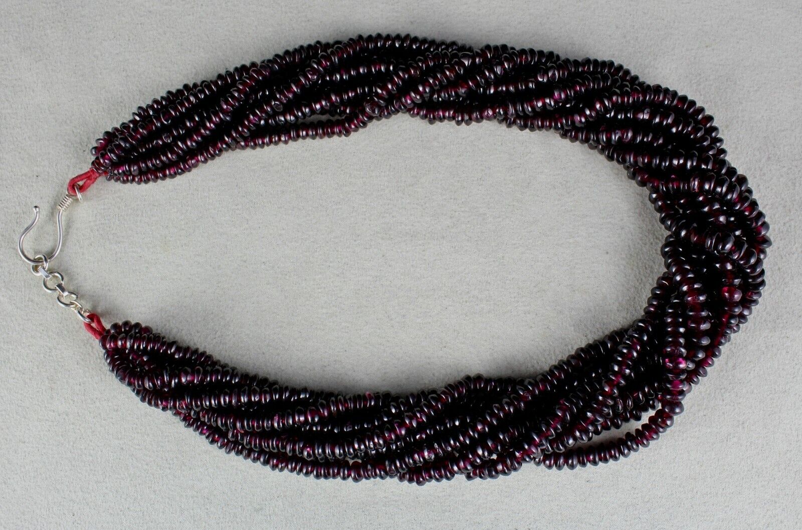 NATURAL GARNET BEADS BUTTON 8 LINE 1288 CARATS SEMI PRECIOUS GEMSTONE NECKLACE